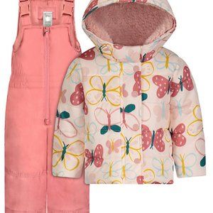 NWT 2t Carters butterflies snow suit puffer jacket coat bibs pants ski christmas